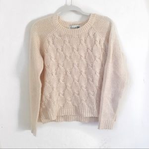 Forever 21 Cream Cable Cozy Knit Crewneck Sweater